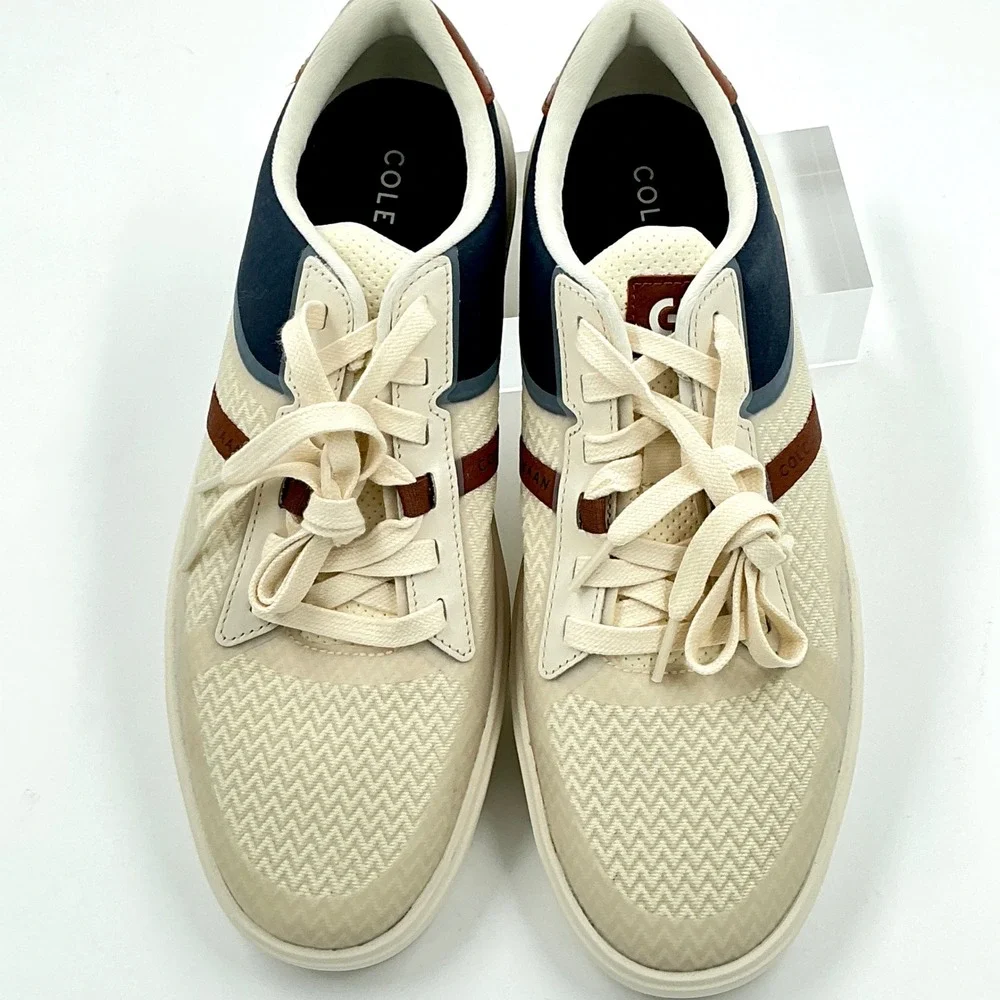 Cole Haan Mens Size 10.5 Sneaker Beige Navy NEW Grand 360 Crosscourt Winner $160